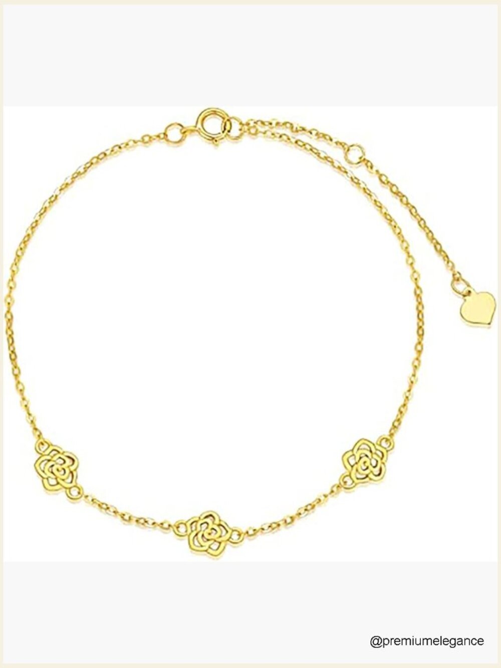 Solid Gold Flower Bracelet Adjustable 1.55g 14K